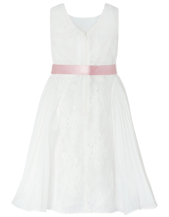 Khloe Lace and Pleated Chiffon Dress, Ivory (IVORY), large