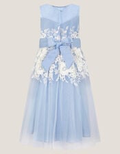 Felicity Floral Embroidered Mesh Dress, Blue (PALE BLUE), large