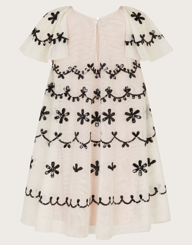Birdie Sequin Embellished Swing Dress, Ivory (IVORY), large