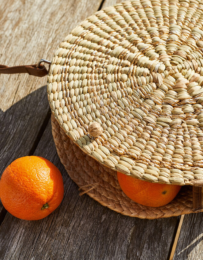 Rosa Round Straw CrossBody Bag