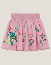 Fairytale Embroidered Cotton Skirt, Purple (LILAC), large