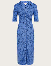 Button Through Jersey Shirt Dress, Blue (BLUE), large