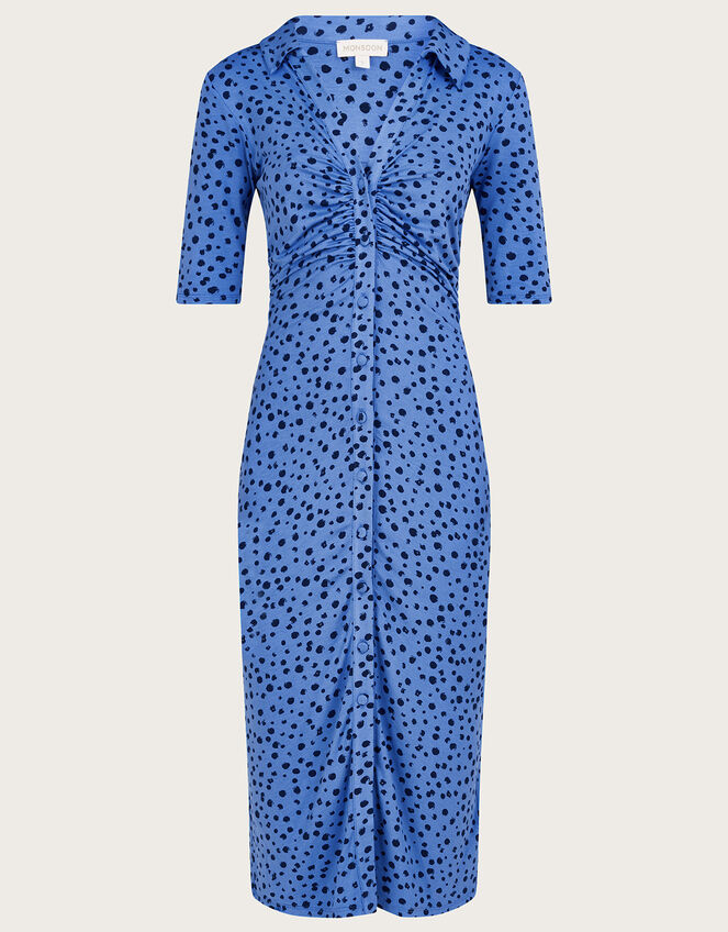 Button Through Jersey Shirt Dress, Blue (BLUE), large