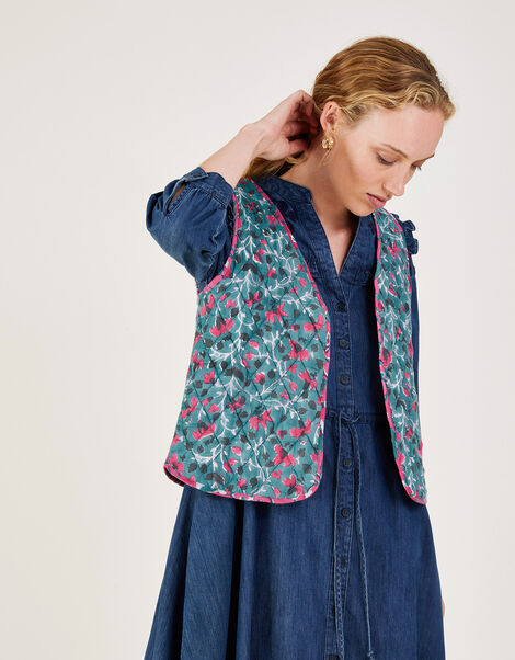 ARTISAN STUDIO Bloom Print Waistcoat Blue, Blue (BLUE), large
