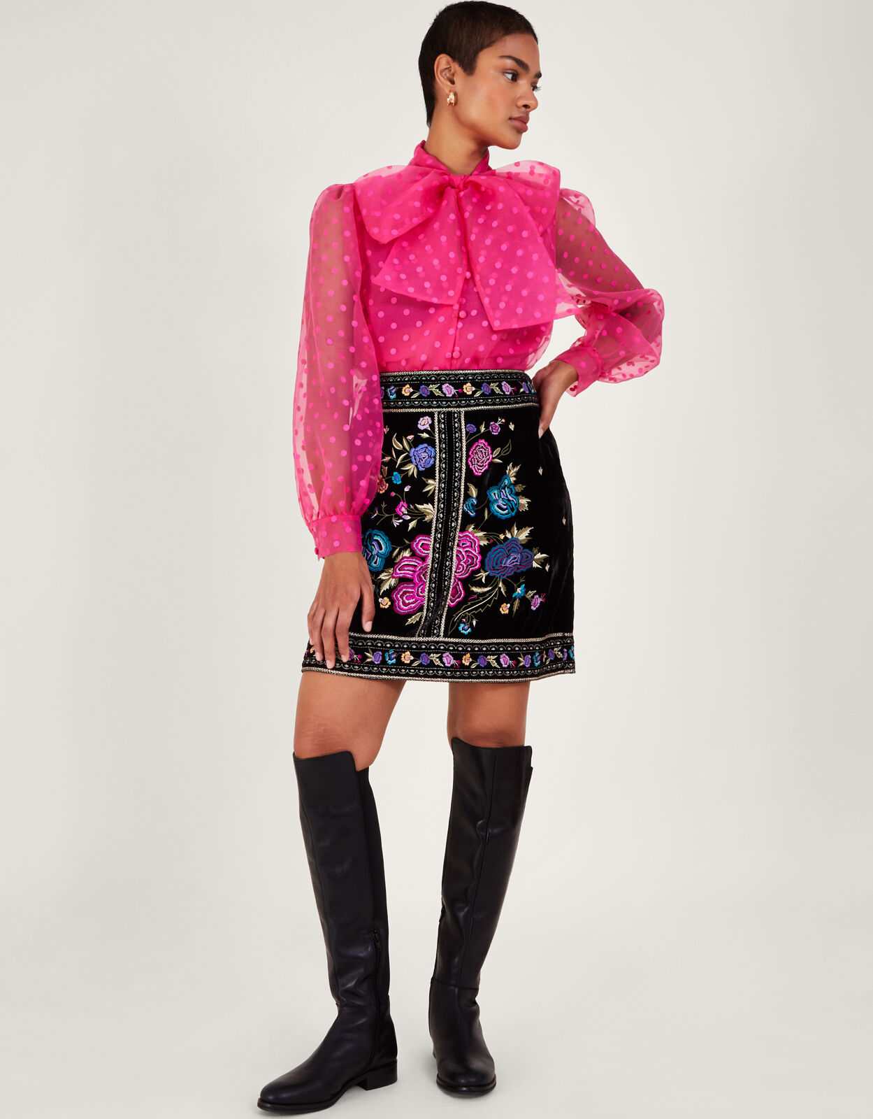 Embroidered skirt black top online