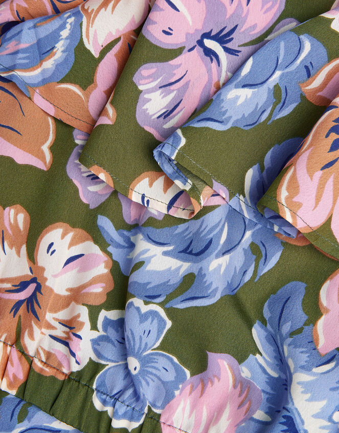 Floral Top & Skirt Set, Green (KHAKI), large