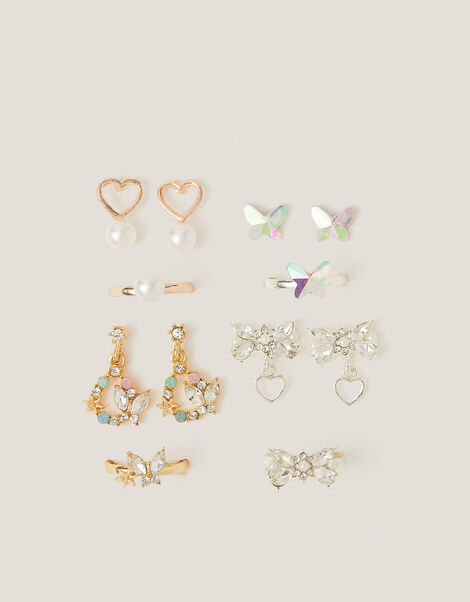 8-Pack Jewel Butterfly Earrings & Rings, , large