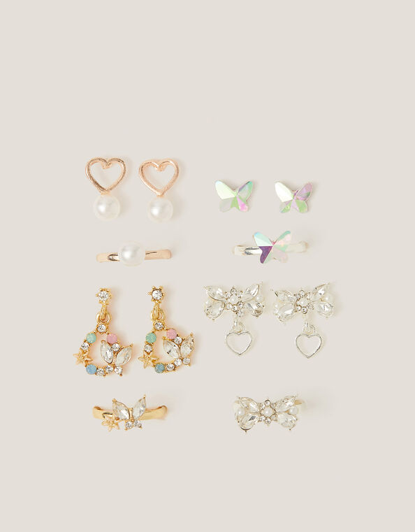 8-Pack Jewel Butterfly Earrings & Rings, , large