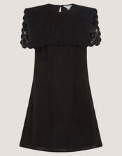 Lexi Embroidered Bib Mini Dress, Black (BLACK), large