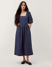 Lily Square Neck Denim Midi Dress, Blue (INDIGO), large