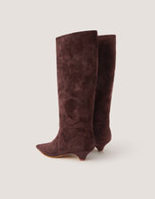Isha Faux Suede Knee High Heeled Boots, Brown (CHOCOLATE), large
