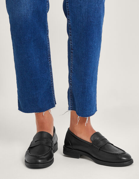 Leather Loafers, Black (BLACK), large