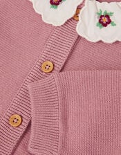 Baby Eve Embroidered Collar Cardigan, Pink (PINK), large