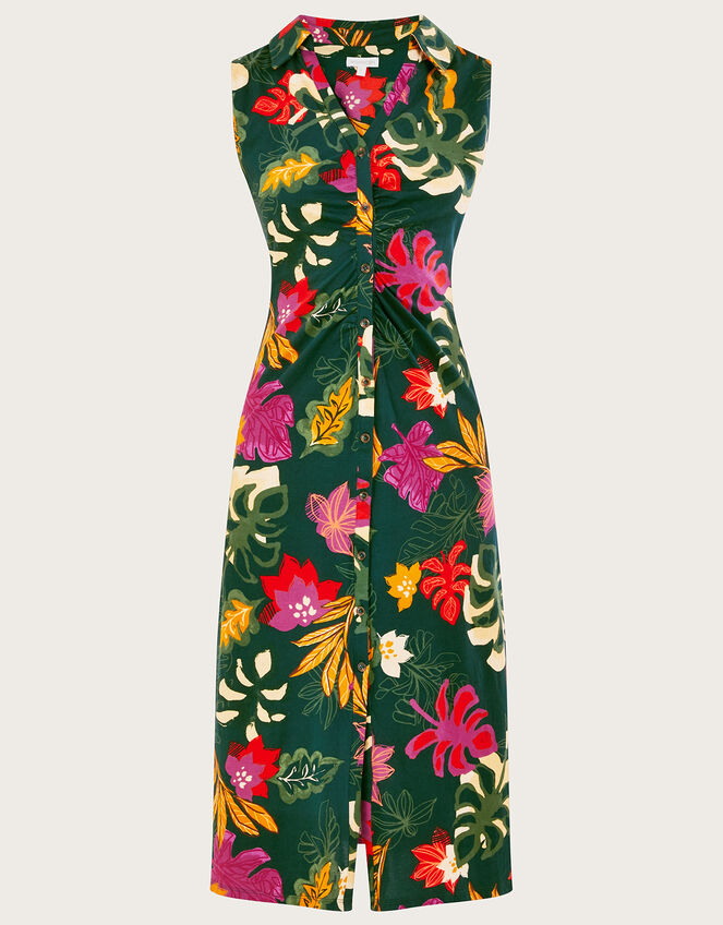 Lorena Floral Print Collar Dress, Green (GREEN), large