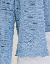 Pointelle Knit Cardigan, Blue (BLUE), large