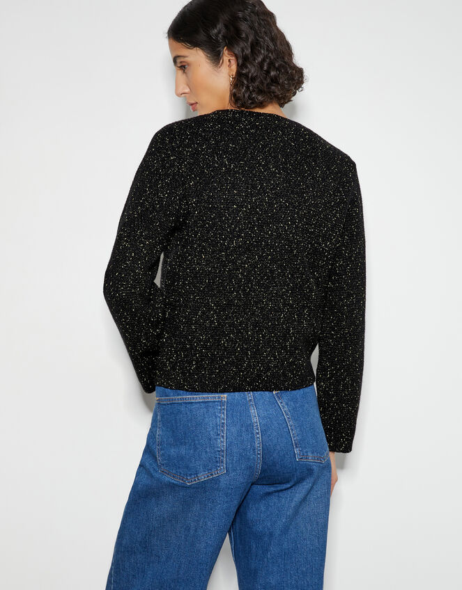 Saskia Smart Glitter Cardigan, Black (BLACK), large