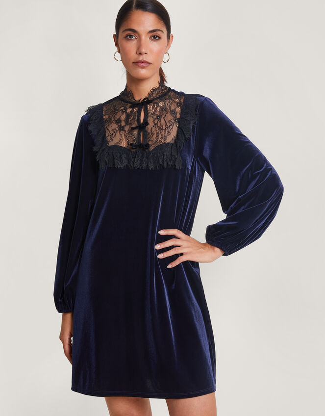 Bess Velvet Lace Dress, Blue (MIDNIGHT), large