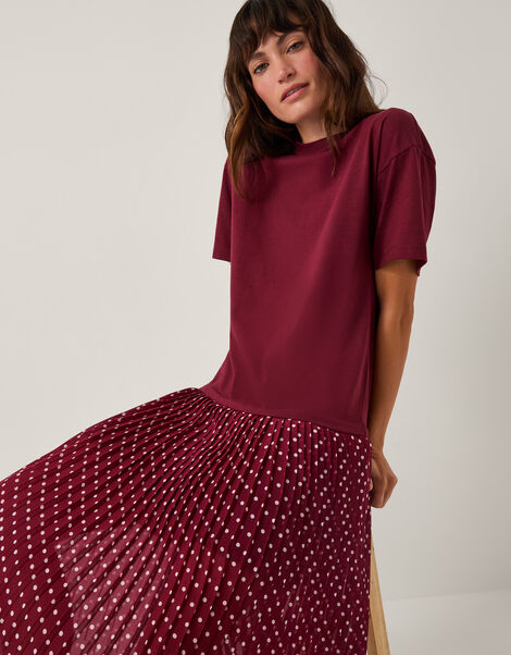 Senya Jersey Polka Dot Midi Dress, Red (BERRY), large