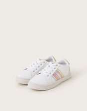 Metallic Stripe Trainers, Ivory (IVORY), large