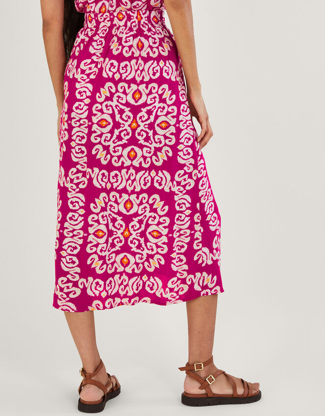 Bandhani Print Sarong Skirt in LENZING™ ECOVERO™ , Pink (PINK), large