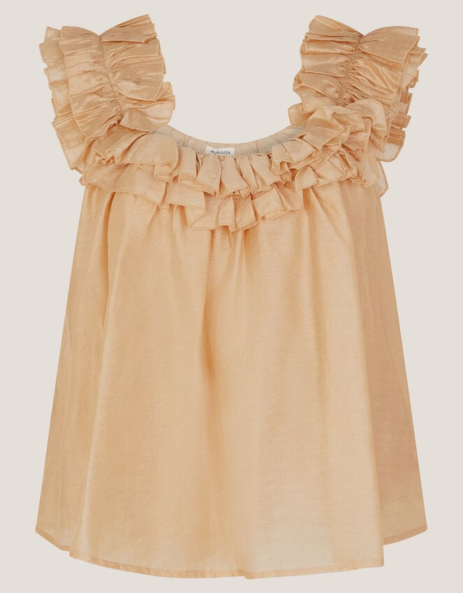 Ella Sleeveless Frill Top, APRICOT, large