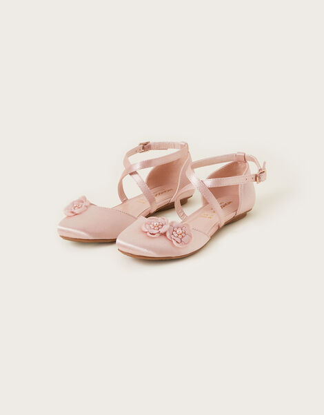 Two-Part Flower Ballerina Flats, Pink (PINK), large