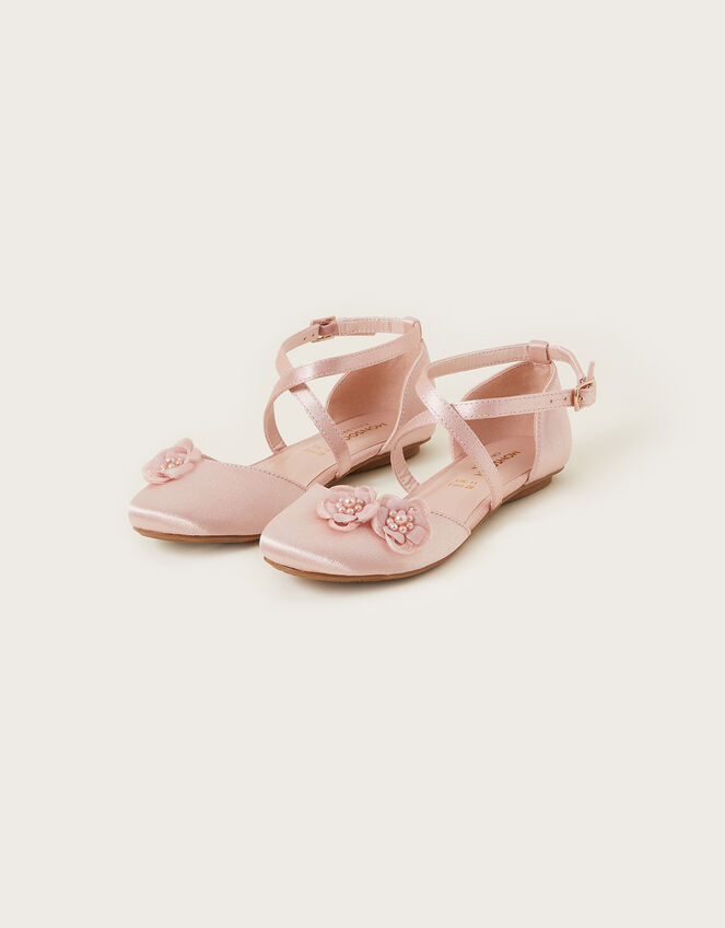 Two-Part Flower Ballerina Flats, Pink (PINK), large