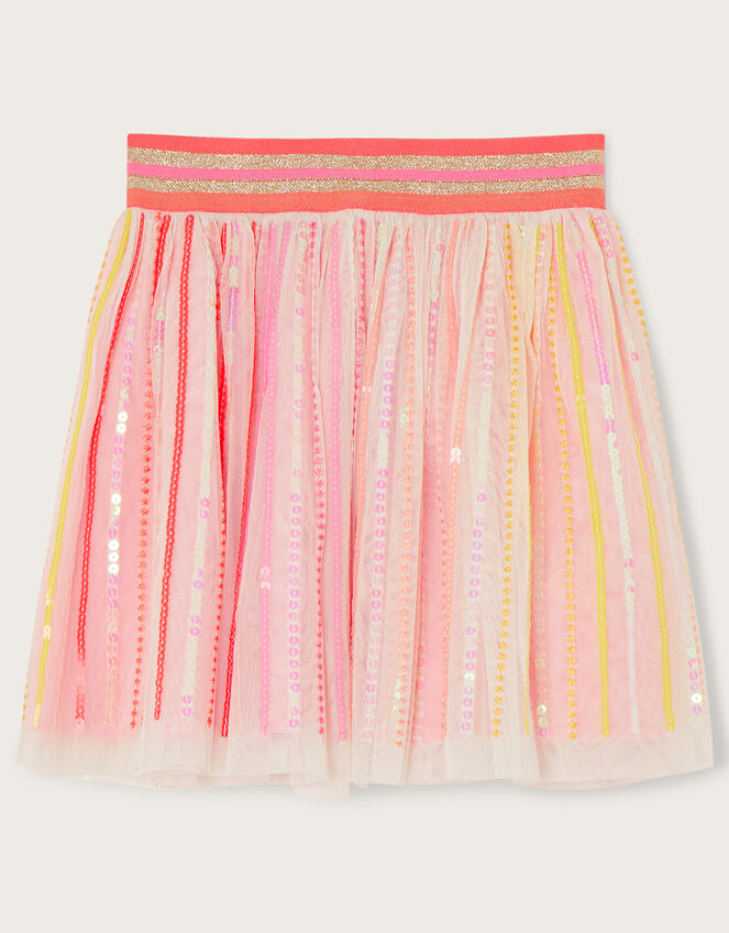 Ombre Sequin Stripe Disco Skirt, Orange (ORANGE), large