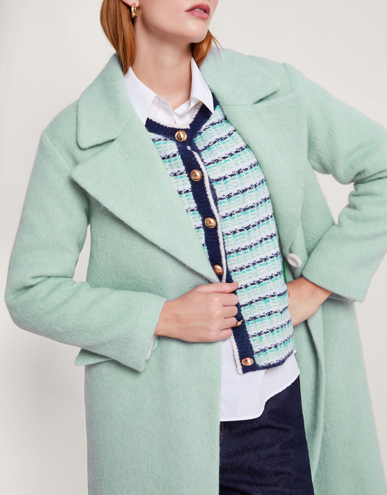 Jenny Brushed Wool Smart Coat with Recycled Polyester Green