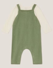 Newborn Fox Cable Knit Dungarees Set, Green (GREEN), large