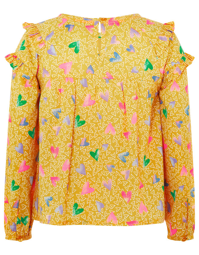 Jada Heart Blouse in Pure Cotton, Yellow (MUSTARD), large
