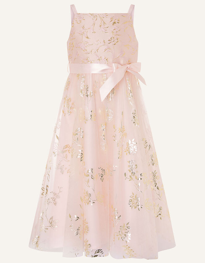 Foil Print Jacquard Maxi Dress , Pink (PINK), large