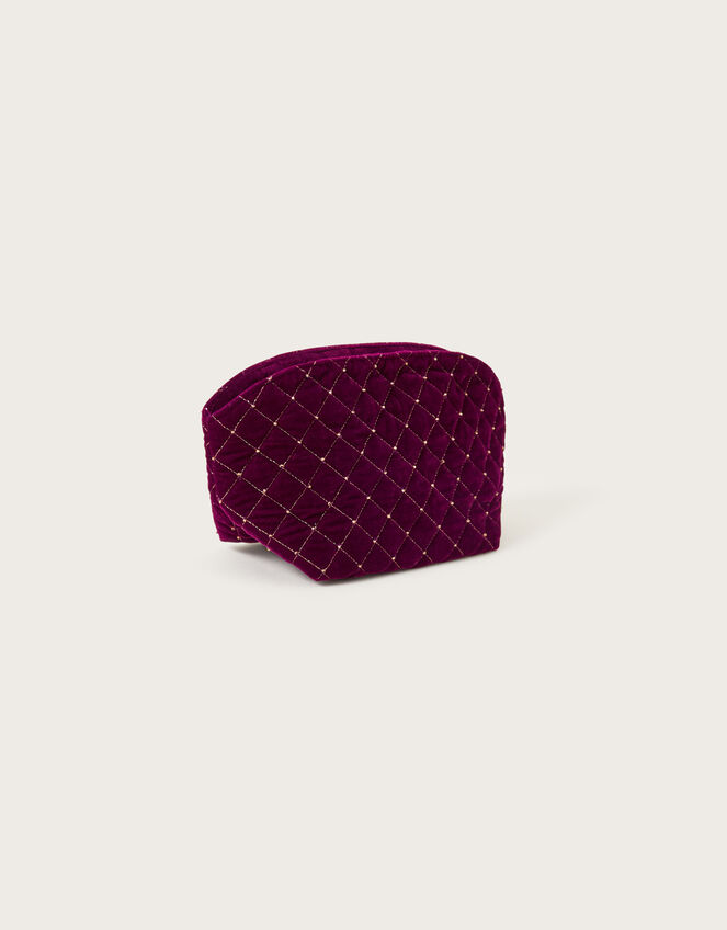 Velvet Quilted Makeup Bag, , large