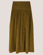 Jenny Corduroy Midi Skirt, Green (CHARTREUSE), large