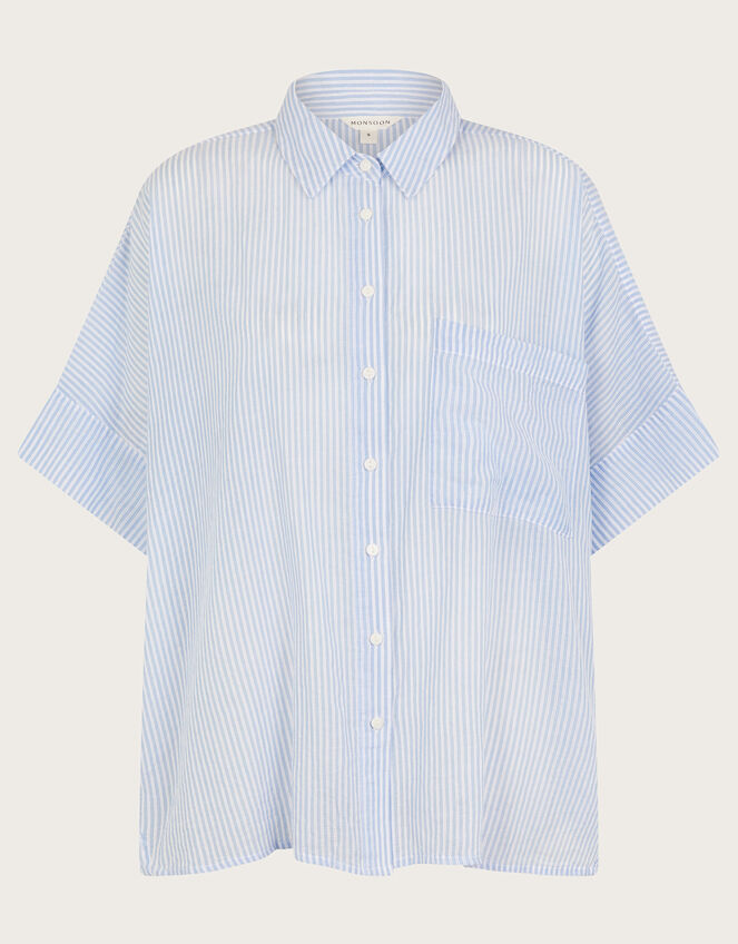 Shyla Stripe Oversized Shirt, Blue (BLUE), large