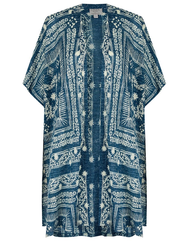 Deena Printed Cover-Up in Linen Blend, Blue (BLUE), large