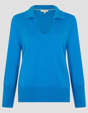 Cara Collar Cashmere Sweater, Blue (BLUE), large