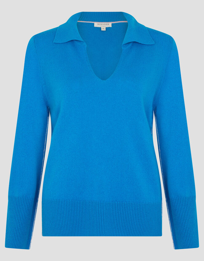 Cara Collar Cashmere Sweater, Blue (BLUE), large