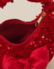 Bow Sequin Velvet Bag, Red (RED), large