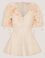 Clarissa Floral Appliqu&eacute; Top, Ivory (IVORY), large