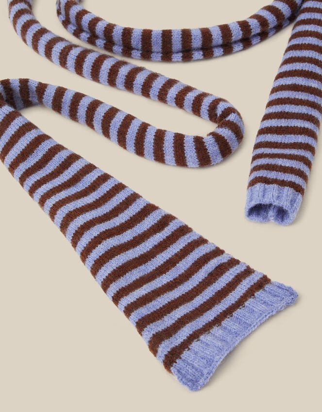 Sage Stripe Skinny Scarf, , large