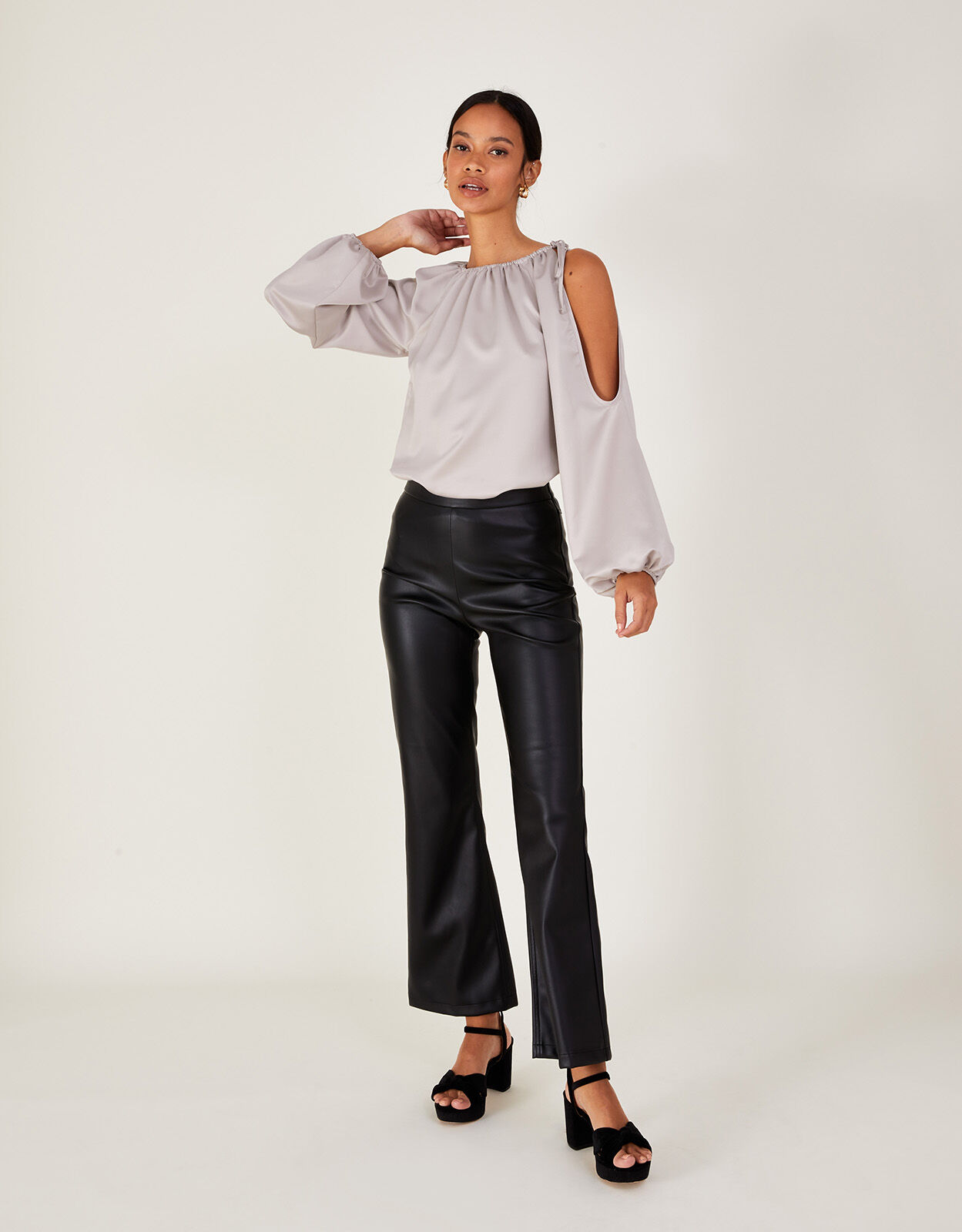 Satin cold shoulder top new arrivals