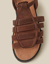Gigi Suede Gladiator Sandals, Brown (CHOCOLATE), large