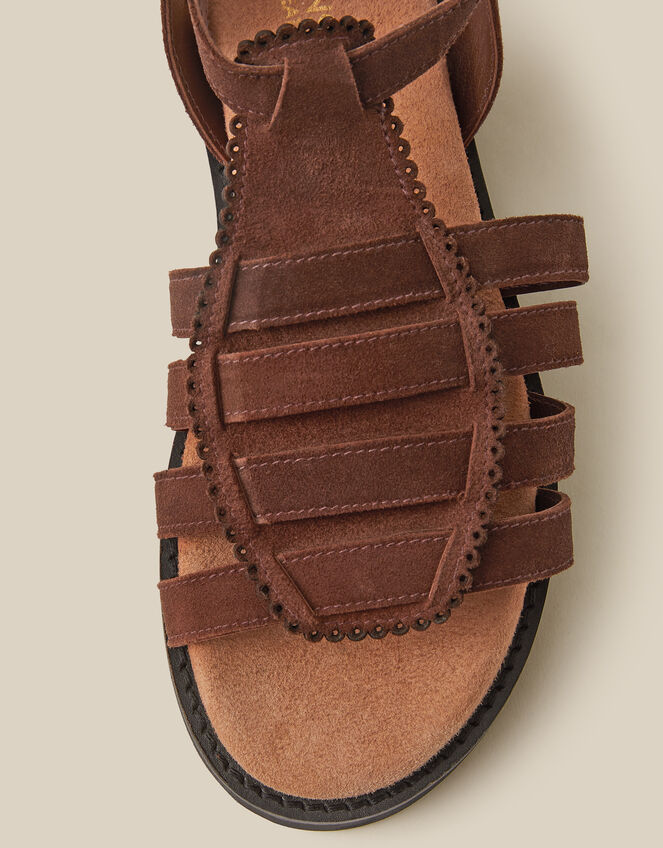 Gigi Suede Gladiator Sandals, Brown (CHOCOLATE), large