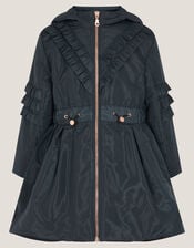 Lightweight Frill Raincoat, Blue (NAVY), large