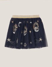 Cosmic Embellished Mesh Skirt, Blue (NAVY), large