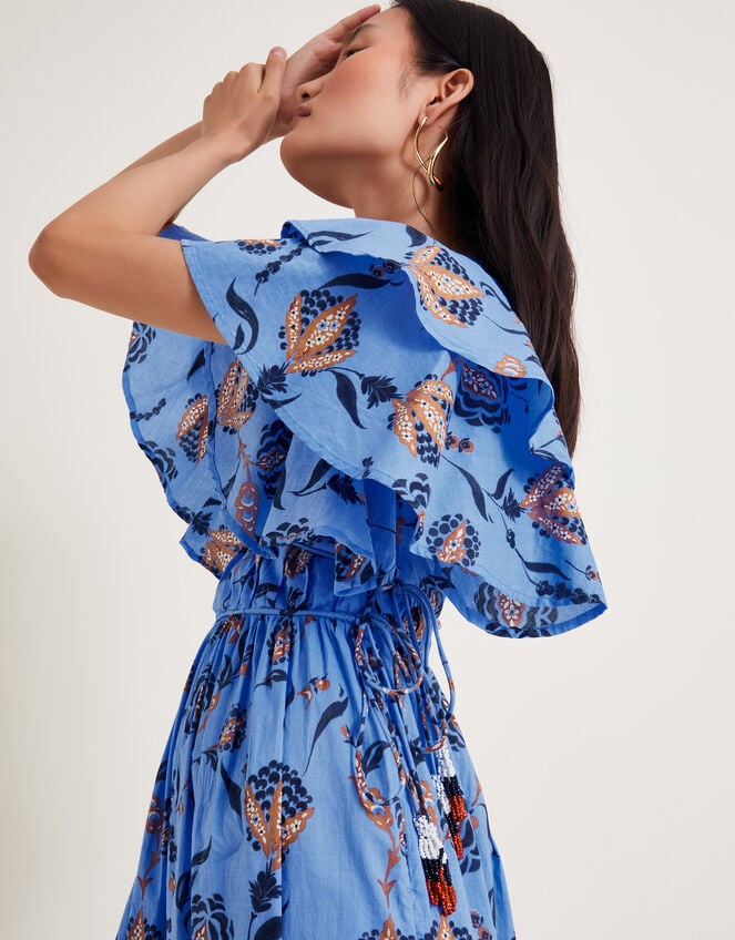 Clara Frill Dress, Blue (BLUE), large