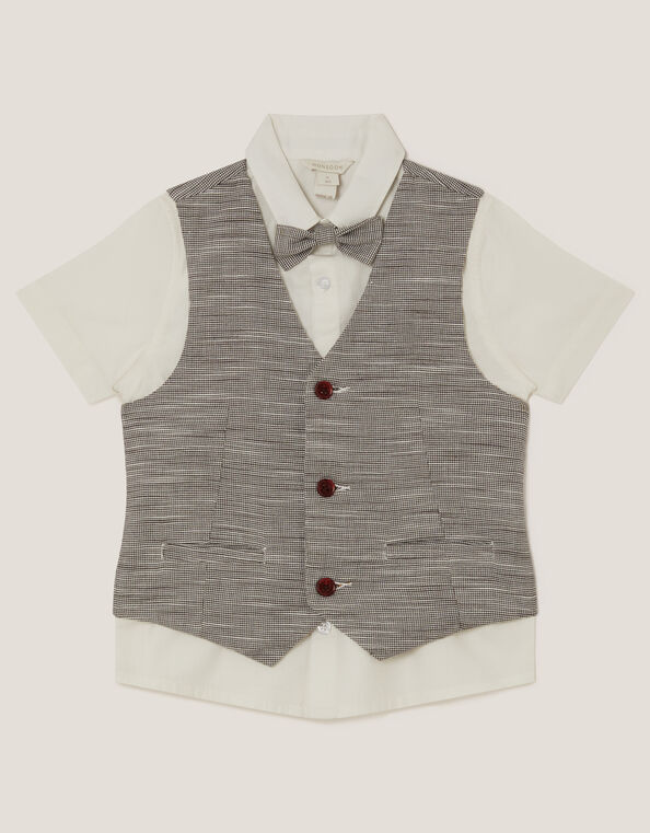 Greyson 3-Piece Houndstooth Waistcoat & Shirt, Blue (NAVY), large