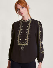 Glenna Embellished Blouse, Black (BLACK), large