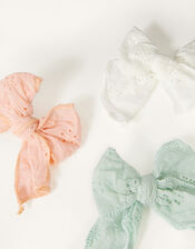 Broderie Bow Hair Clips, , large